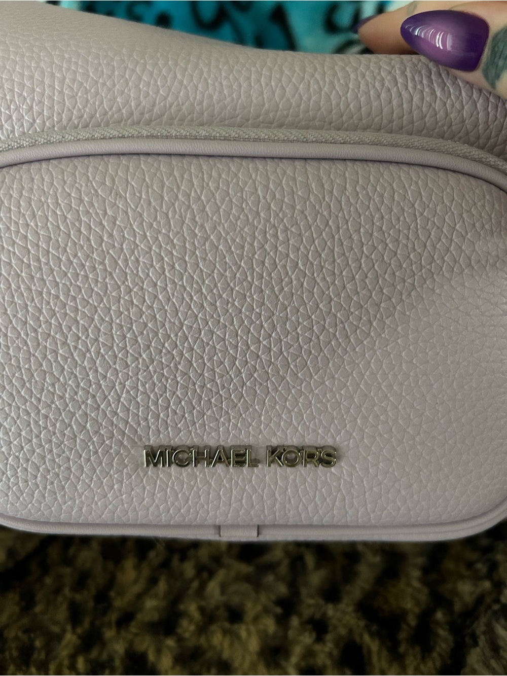 Michael Kors Pebbled Crescent Crossbody Bag in Light Lavender - Picture 2 of 3